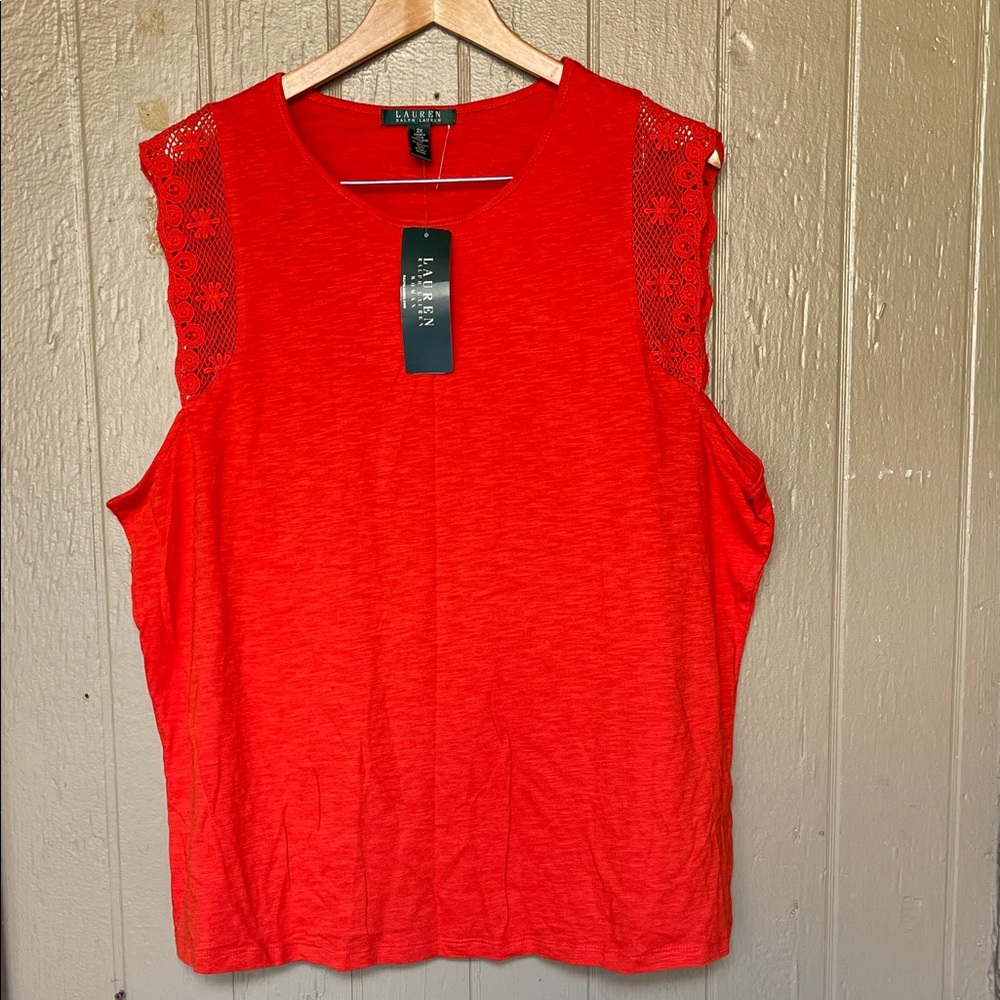 Ralph Lauren Sleveless top in red cabana ora Size 2X